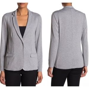 M Magaschoni Blazer Jacket Knit Heathered Gray Spring Fall Career Office Neutral